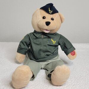 US Air Force Military Bear Plush 18" w/ Uniform Hat USA PBC Will Not Play Music